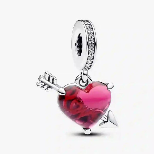 Red Heart & Arrow Murano Glass Charm 793085C01