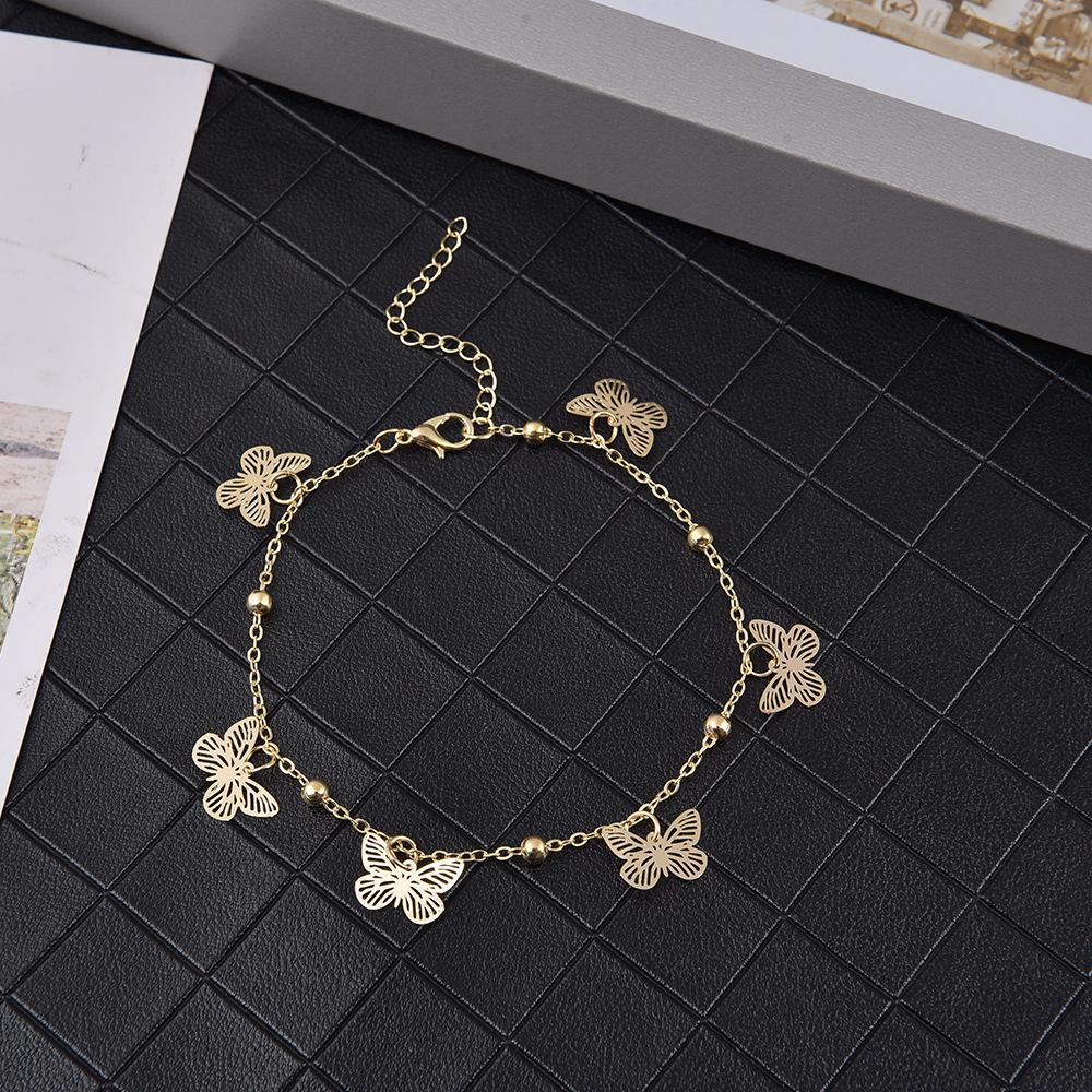 Butterfly Ankle Bracelet (Silver Gold) NUMARU