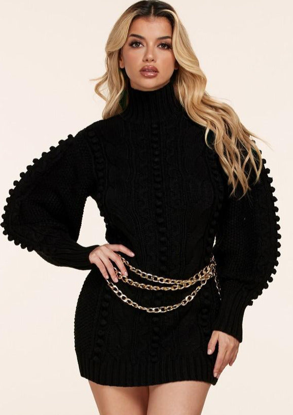 Womens Mini Dress | Livia Long Sleeve Knit Sweater Mini Dress | NUMARU L (8-10) / Black Womens Mini Dress | Livia Long Sleeve Knit Sweater Mini Dress | NUMARU L (8-10) / Black