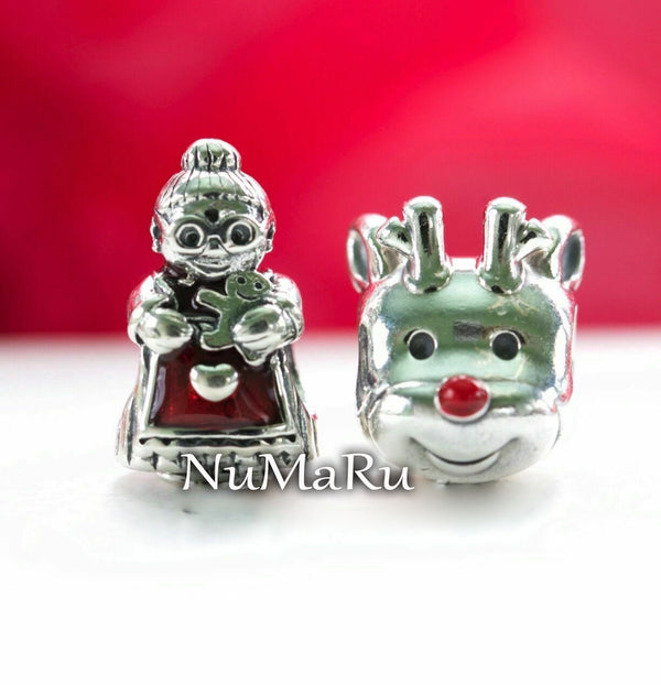 Mrs Santa Claus And Red Nosed Reindeer Christmas Gift Set Charm - NUMARU ,jewelry, beads for charm, beads for charm bracelets, charms for bracelet, beaded jewelry, charm jewelry, charm beads