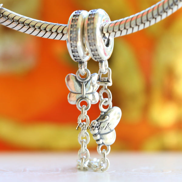 Butterfly Safety Chain Charm 797865CZ -  jewelry, beads for charm, beads for charm bracelets, charms for diy, beaded jewelry, diy jewelry, charm beads