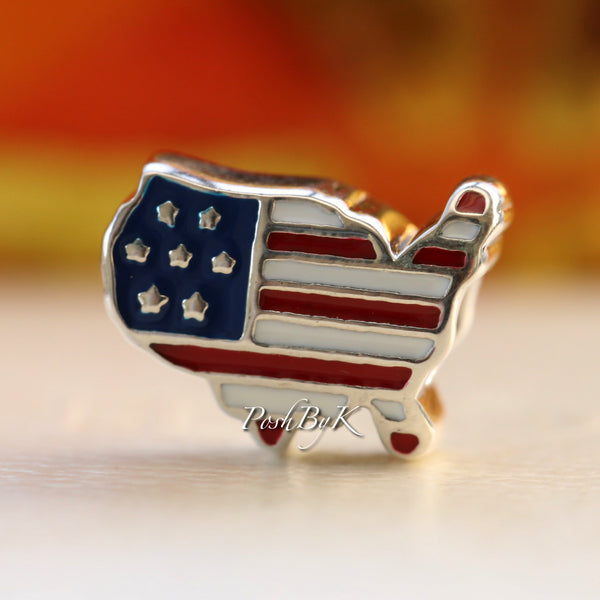 United States Map USA Charm 791272ENMX *Retired* - jewelry, beads for charm, beads for charm bracelets, charms for diy, beaded jewelry, diy jewelry, charm beads 