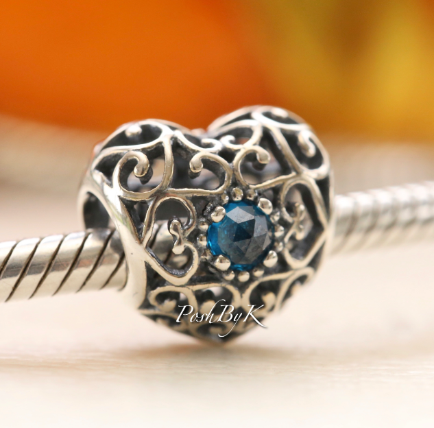 September Signature Heart Charm 791784SSA - jewelry, beads for charm, beads for charm bracelets, charms for diy, beaded jewelry, diy jewelry, charm beads 