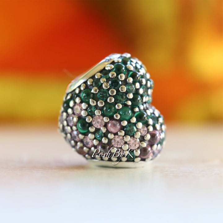 Pavé Clover Heart Charm 797869NRGMX - jewelry, beads for charm, beads for charm bracelets, charms for diy, beaded jewelry, diy jewelry, charm beads 