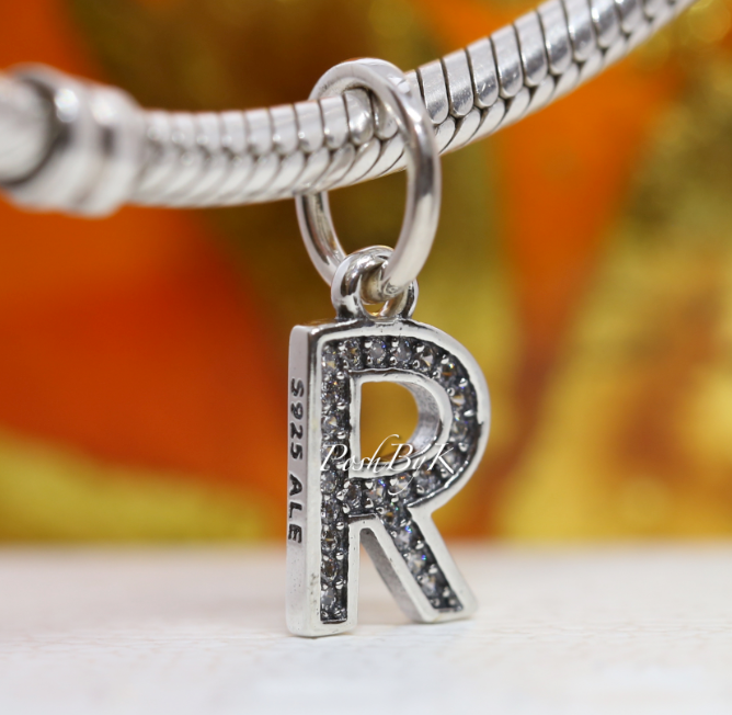 Letter R Alphabet Dangle Charm 791330CZ - jewelry, beads for charm, beads for charm bracelets, charms for diy, beaded jewelry, diy jewelry, charm beads