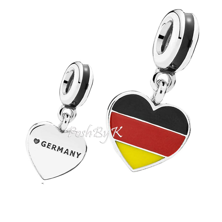 Germany Heart Flag Charm 791545ENMX - jewelry, beads for charm, beads for charm bracelets, charms for diy, beaded jewelry, diy jewelry, charm beads