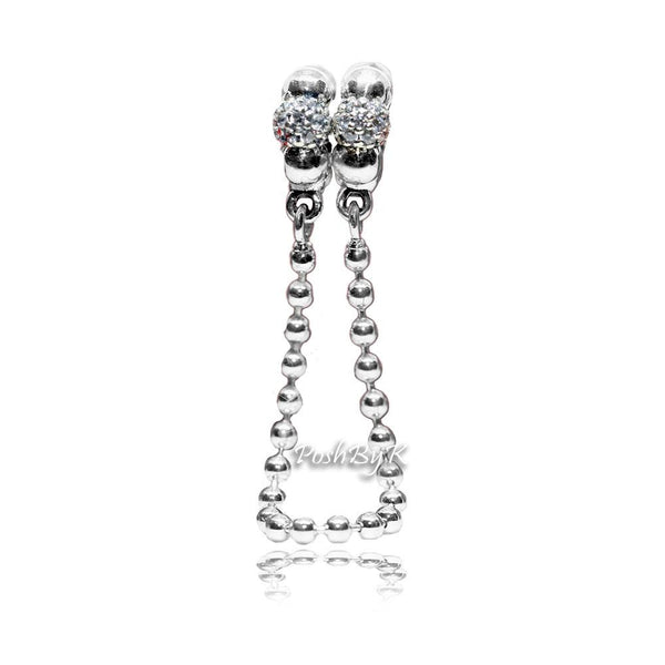 Pandora Beads and Pavé Safety Chain Charm 798680C01 - jewelry, beads for charm, beads for charm bracelets, charms for diy, beaded jewelry, diy jewelry, charm beads