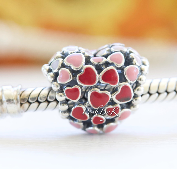 Red & Pink Hearts Charm 796557ENMX - jewelry, beads for charm, beads for charm bracelets, charms for diy, beaded jewelry, diy jewelry, charm beads