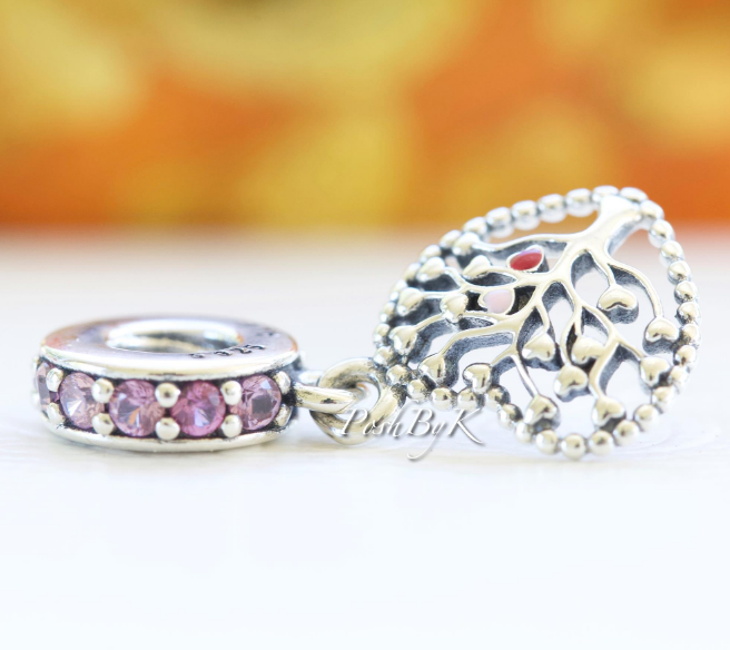 Pink Family Tree Dangle Charm 796592CZSMX - jewelry, beads for charm, beads for charm bracelets, charms for diy, beaded jewelry, diy jewelry, charm beads 