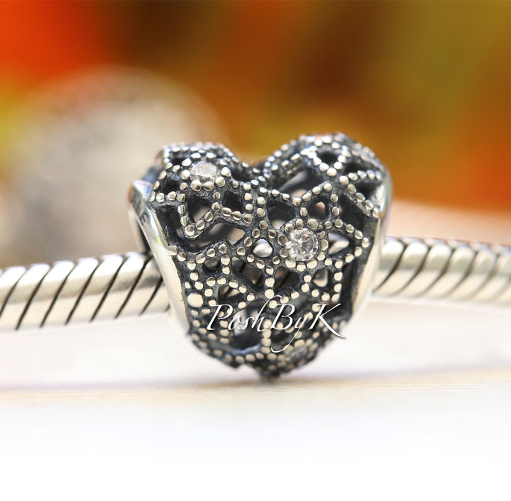 Blooming Heart Charm 796264CZ - jewelry, beads for charm, beads for charm bracelets, charms for diy, beaded jewelry, diy jewelry, charm beads