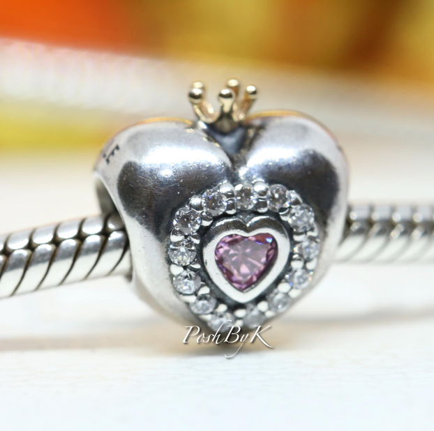 Pink Princess Heart Charm 791375PCZ - jewelry, beads for charm, beads for charm bracelets, charms for diy, beaded jewelry, diy jewelry, charm beads
