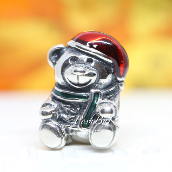 Christmas Teddy Bear Charm 791391ENMX - jewelry, beads for charm, beads for charm bracelets, charms for diy, beaded jewelry, diy jewelry, charm beads
