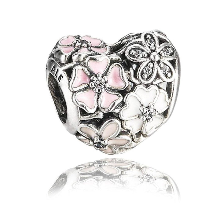 Heart Poetic Blooms, Mixed Enamel Charm 791825ENMX - jewelry, beads for charm, beads for charm bracelets, charms for diy, beaded jewelry, diy jewelry, charm beads