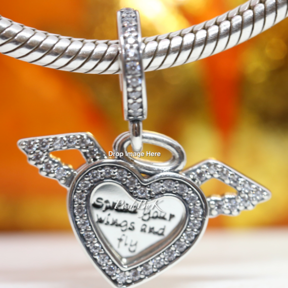 Heart and Angel Wings Dangle Charm 798485C01 - jewelry, beads for charm, beads for charm bracelets, charms for diy, beaded jewelry, diy jewelry, charm beads