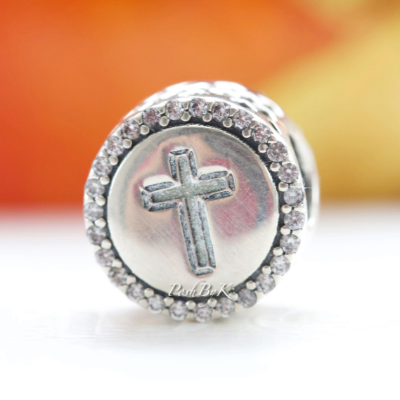 Cross of Faith Sterling Silver Charm 792016CZ  *WINTER 2017* -  jewelry, beads for charm, beads for charm bracelets, charms for diy, beaded jewelry, diy jewelry, charm beads