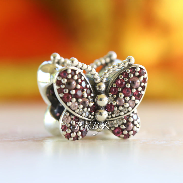 Dazzling Pink Pavé Butterfly Charm 797882NCCMX - jewelry, beads for charm, beads for charm bracelets, charms for diy, beaded jewelry, diy jewelry, charm beads 