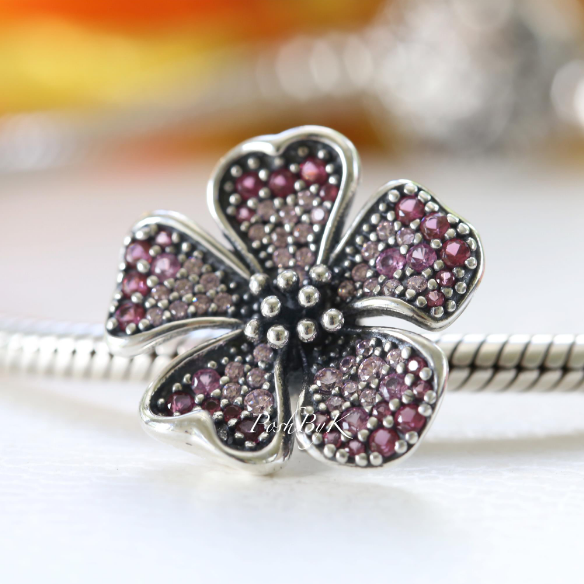 Pink Oversized Pavé Peach Blossom Flower Charm 798073NCCMX - Pjewelry, beads for charm, beads for charm bracelets, charms for diy, beaded jewelry, diy jewelry, charm beads