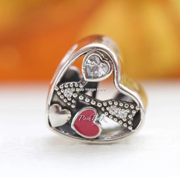Struck By Love, Magenta Enamel & Clear CZ Charm 792039CZ - jewelry, beads for charm, beads for charm bracelets, charms for diy, beaded jewelry, diy jewelry, charm beads