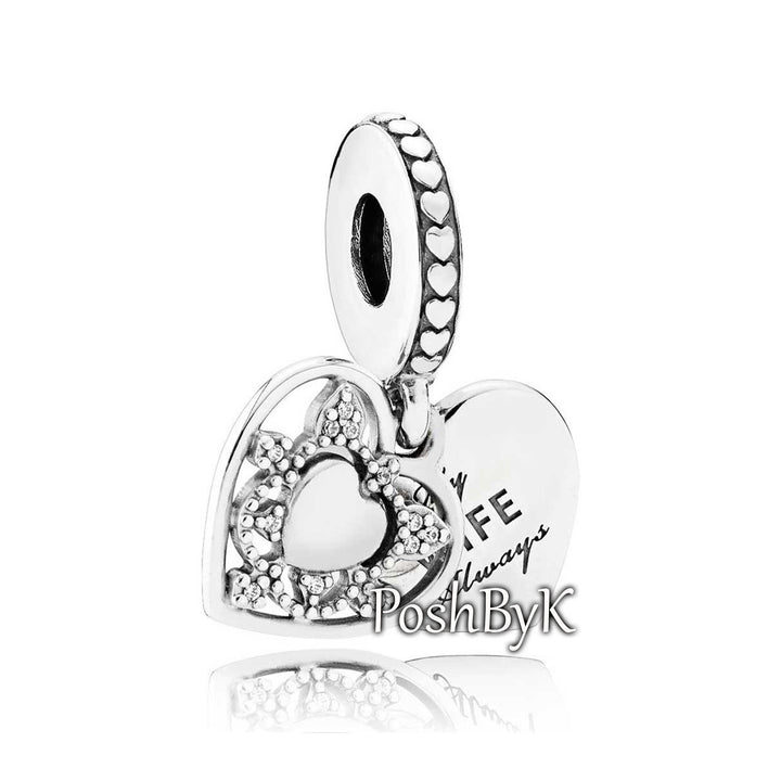 My Wife Always Heart Dangle Charm 792099CZ, jewelry, beads for charm, beads for charm bracelets, charms for diy, beaded jewelry, diy jewelry, charm beads 