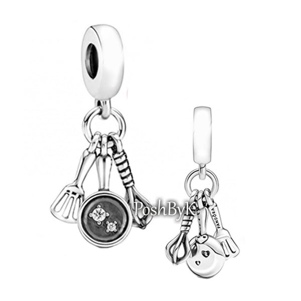 Spatula, Frying Pan & Whisk Dangle Charm 799531C01/ jewelry, beads for charm, beads for charm bracelets, charms for diy, beaded jewelry, diy jewelry, charm beads