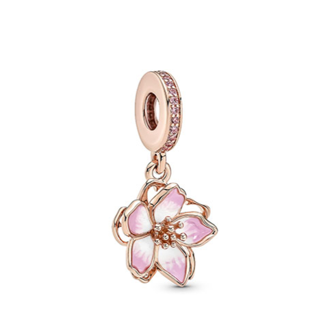 Cherry Blossom Dangle Charm 780667C01 - NUMARU, jewelry, beads for charm, beads for charm bracelets, charms for bracelet, beaded jewelry, charm jewelry, charm beads,