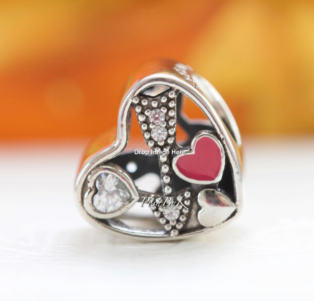 Struck By Love, Magenta Enamel & Clear CZ Charm 792039CZ - jewelry, beads for charm, beads for charm bracelets, charms for diy, beaded jewelry, diy jewelry, charm beads
