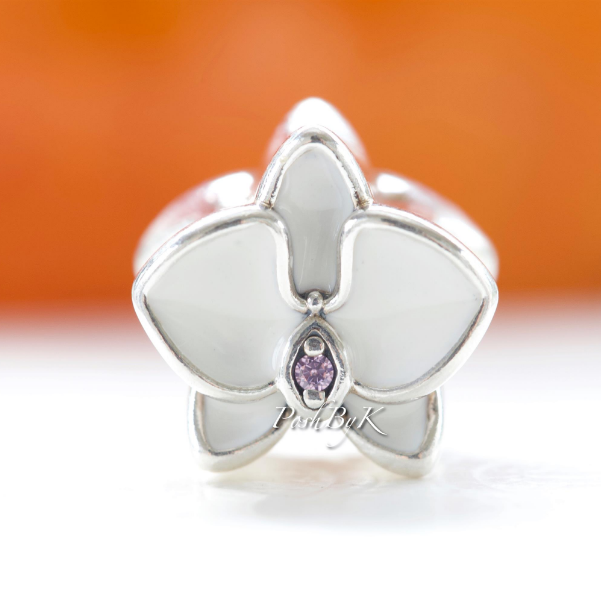 Radiant Orchid White Enamel & CZ Charm 792074EN12 - jewelry, beads for charm, beads for charm bracelets, charms for diy, beaded jewelry, diy jewelry, charm beads 