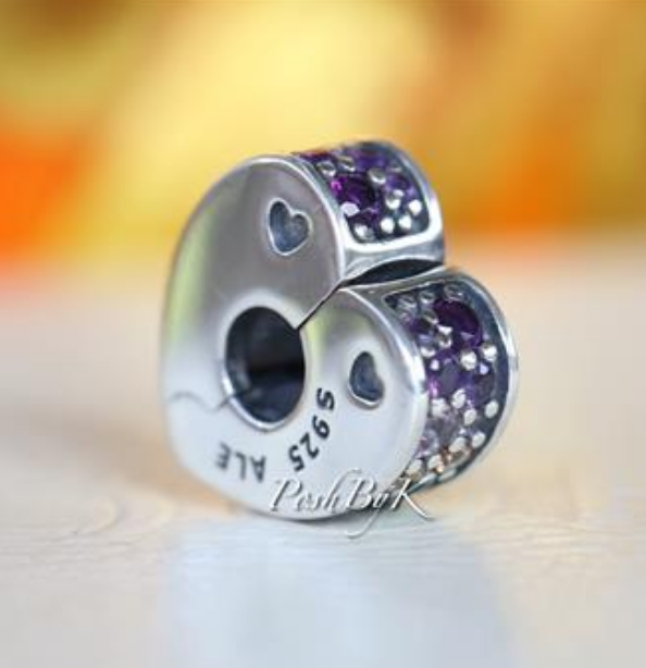 Rainbow Pavé Heart Clip Charm 797020NRPMX - jewelry, beads for charm, beads for charm bracelets, charms for diy, beaded jewelry, diy jewelry, charm beads