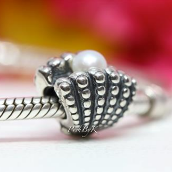 White Pearl Shell Beach Charm 791134P - jewelry, beads for charm, beads for charm bracelets, charms for diy, beaded jewelry, diy jewelry, charm beads