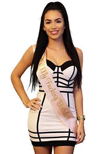 It's My F****g Birthday Sash (Beige) - Posh By K, Accessories, body jewelry, anklets, socks, belts, fashion jewelry, body accessories, trendy accessories, trendy fashion, chain accessories