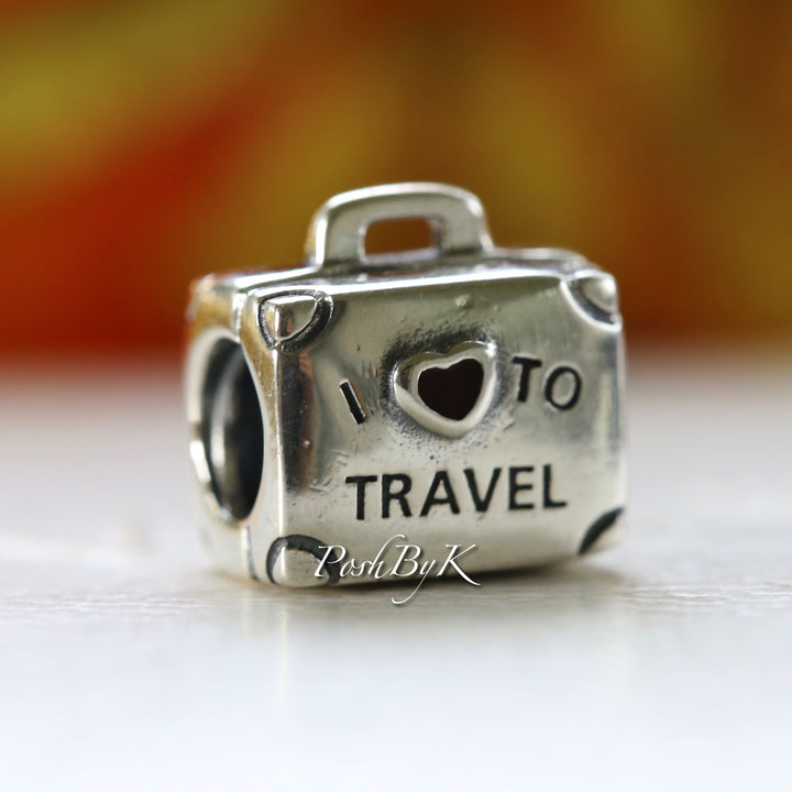 I Love to Travel Silver Charm - jewelry, beads for charm, beads for charm bracelets, charms for diy, beaded jewelry, diy jewelry, charm beads
