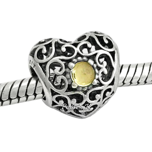 November Signature Heart Charm 791784CI - jewelry, beads for charm, beads for charm bracelets, charms for diy, beaded jewelry, diy jewelry, charm beads