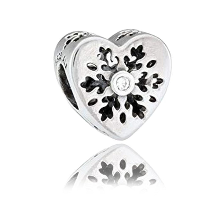 Snowflake Heart Charm 796359CZ - jewelry, beads for charm, beads for charm bracelets, charms for diy, beaded jewelry, diy jewelry, charm beads