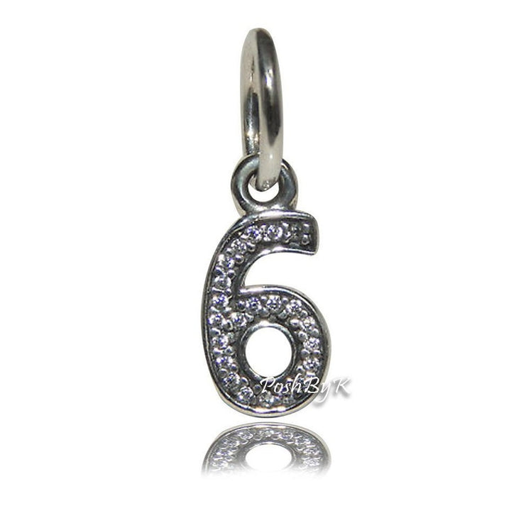 Hanging Number 6 Charm 791344CZ - jewelry, beads for charm, beads for charm bracelets, charms for diy, beaded jewelry, diy jewelry, charm beads