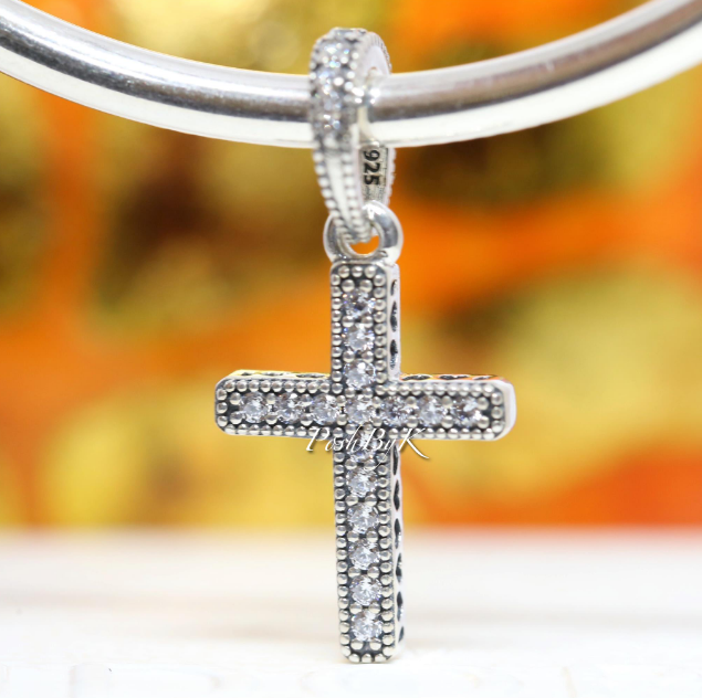 Sparkling Cross Pendant Charm 397571CZ - jewelry, beads for charm, beads for charm bracelets, charms for diy, beaded jewelry, diy jewelry, charm beads