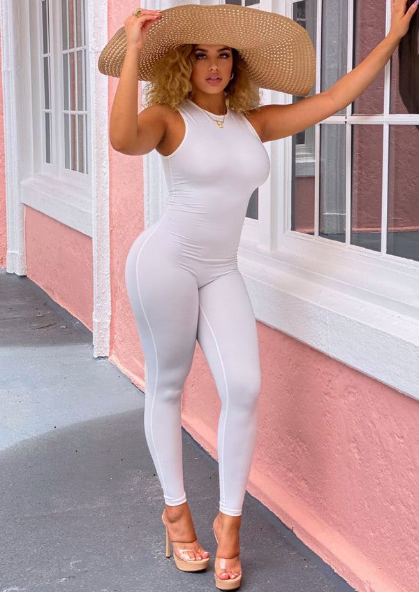 Women’s Jumpsuits | Lyn Sleeveless Double Lined White Jumpsuit By: NUMARU