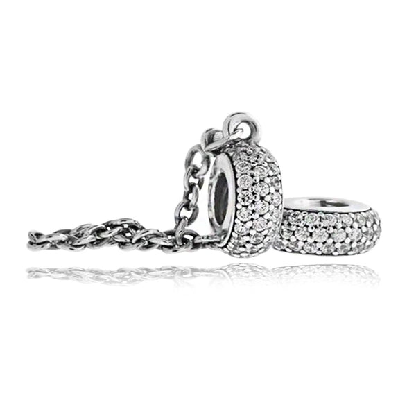 Pave Inspiration Safety Chain Charm  791736CZ-05 - jewelry, beads for charm, beads for charm bracelets, charms for diy, beaded jewelry, diy jewelry, charm beads 