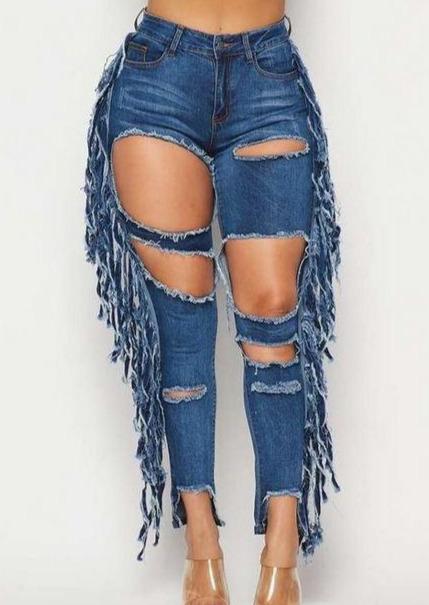 Women's Jeans | Soraya Denim Fringe Side High Waist Destroyed Jeans By: NUMARU