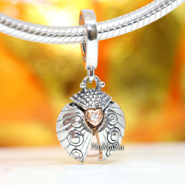 Ladybird & Heart Dangle Charm 780072C01.  jewelry, beads for charm, beads for charm bracelets, charms for bracelet, beaded jewelry, charm jewelry, charm beads