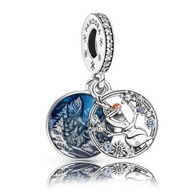Frozen Snow Olaf Double Dangle Charm 799638C01, jewelry, beads for charm, beads for charm bracelets, charms for diy, beaded jewelry, diy jewelry, charm beads