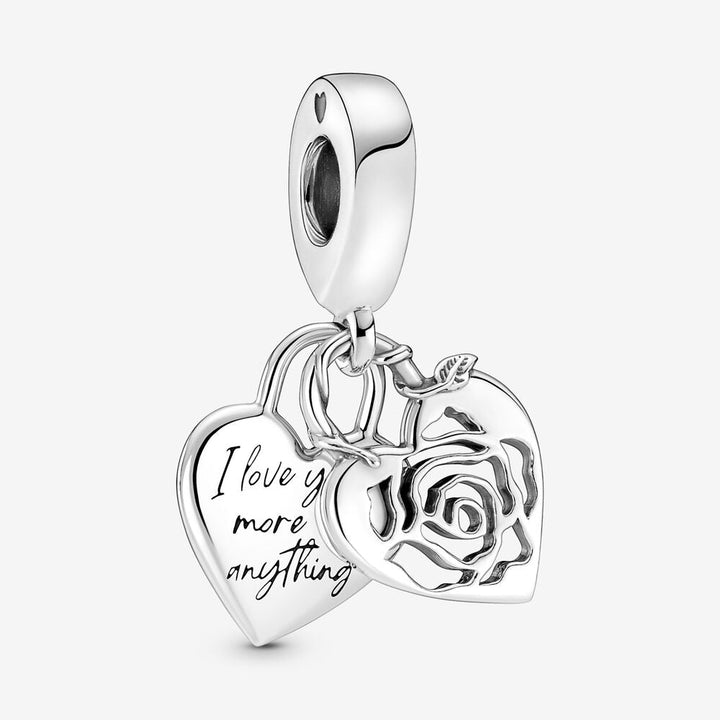 Rose Heart Padlock Dangle Charm 790086C00 - NUMARU ,jewelry, beads for charm, beads for charm bracelets, charms for bracelet, beaded jewelry, charm jewelry, charm beads