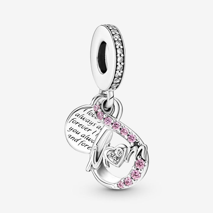 Mum Infinity Pavé Double Dangle Charm 791468C01, jewelry, beads for charm, beads for charm bracelets, charms for bracelet, beaded jewelry, charm jewelry, charm beads,