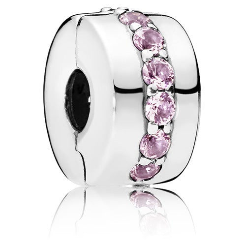 Shining Path Clip with Pink Zirconia 791972PCZ - NUMARU, jewelry, beads for charm, beads for charm bracelets, charms for bracelet, beaded jewelry, charm jewelry, charm beads, 