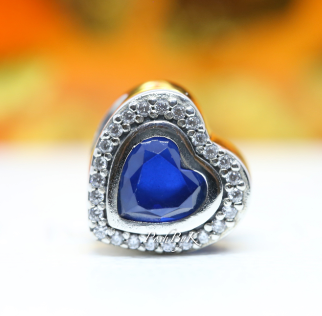 Sparkling Blue Heart Charm 797608NANB - jewelry, beads for charm, beads for charm bracelets, charms for diy, beaded jewelry, diy jewelry, charm beads