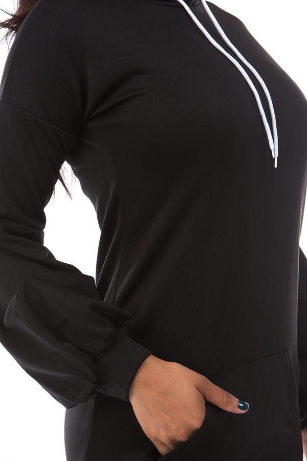 Women’s Hoodie Jackets | Perse Kangaroo Pocket Long Sleeve Hoodie Jacket (Black) By: NUMARU
