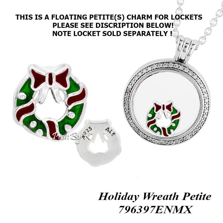 Holiday Wreath Petite Charm 796397ENMX - Pjewelry, beads for charm, beads for charm bracelets, charms for diy, beaded jewelry, diy jewelry, charm beads