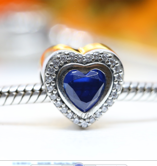 Sparkling Blue Heart Charm 797608NANB - jewelry, beads for charm, beads for charm bracelets, charms for diy, beaded jewelry, diy jewelry, charm beads