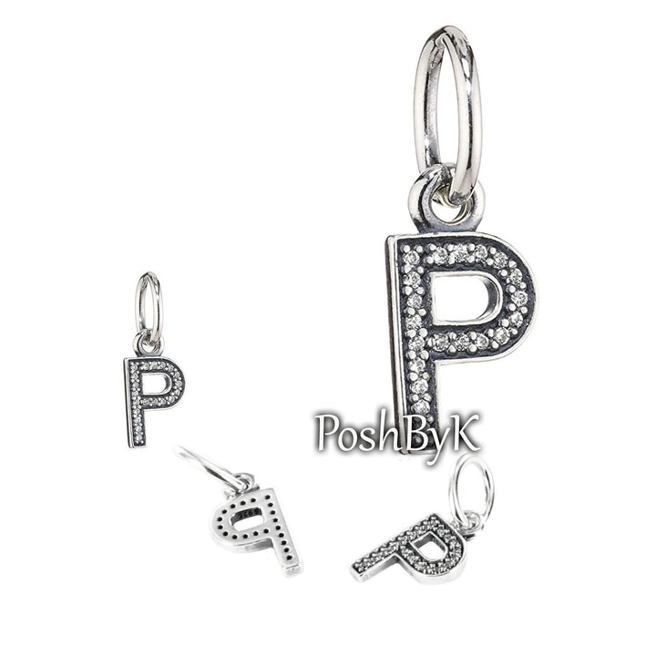 Hanging Letter "P" Charm 791328CZ, jewelry, beads for charm, beads for charm bracelets, charms for diy, beaded jewelry, diy jewelry, charm beads