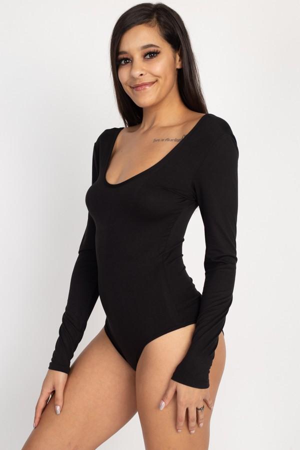 Women’s Long Sleeve Bodysuits | Arissa Scoop Neck Long Sleeve Bodysuit (Black) By: NUMARU