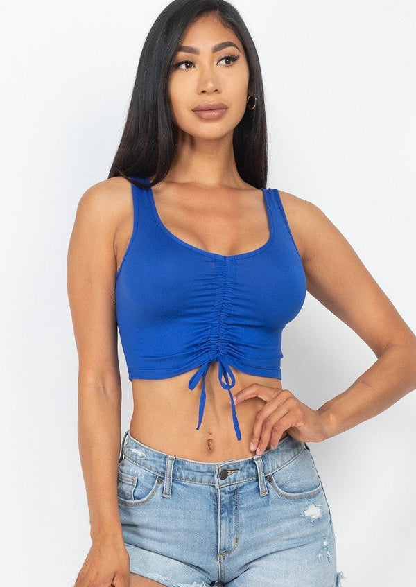 Women’s Crop Tops | Ella Sleeveless Ruched Crop Top (Royal) By: NUMARU